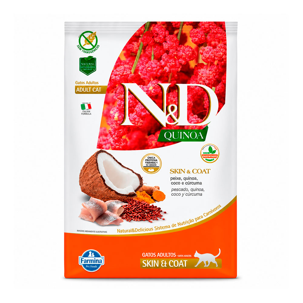 Ração Farmina N&D Quinoa Skin & Coat Para Gatos Adultos Peixe 7,5kg