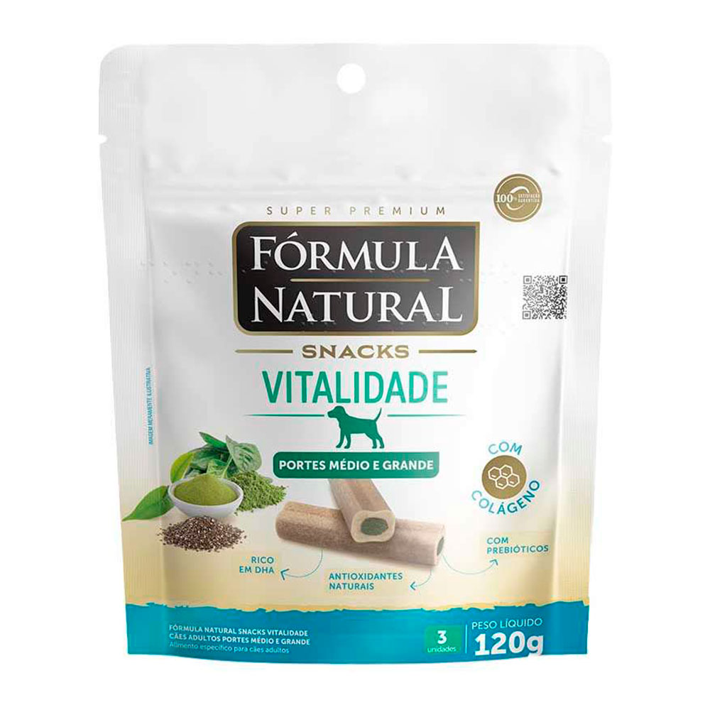 Biscoito Snack Fórmula Natural Vitalidade Cães Adultos Porte Médio e Grande 120g
