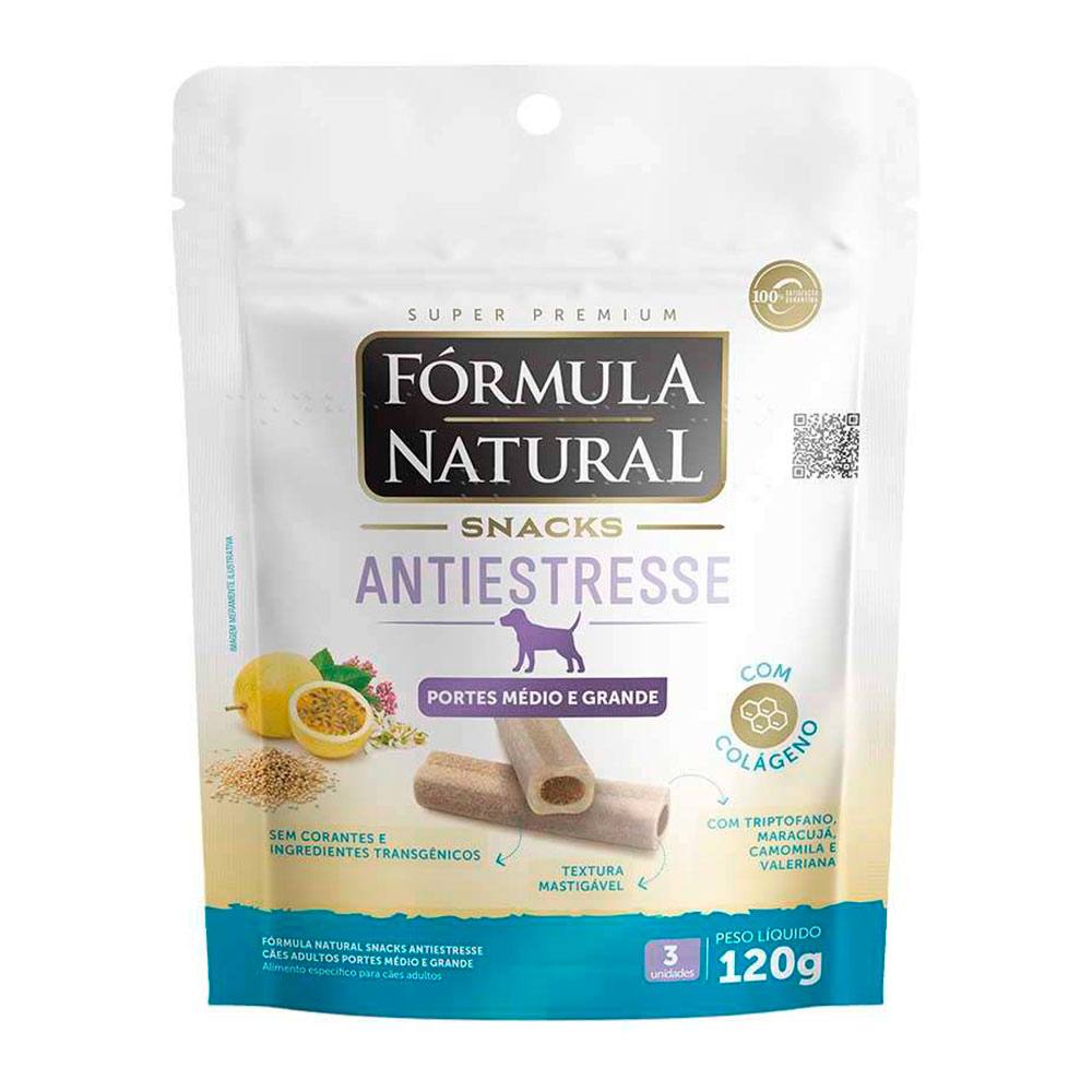 Biscoito Snack Fórmula Natural Antiestresse Cães Adultos Porte Médio e Grande 120g