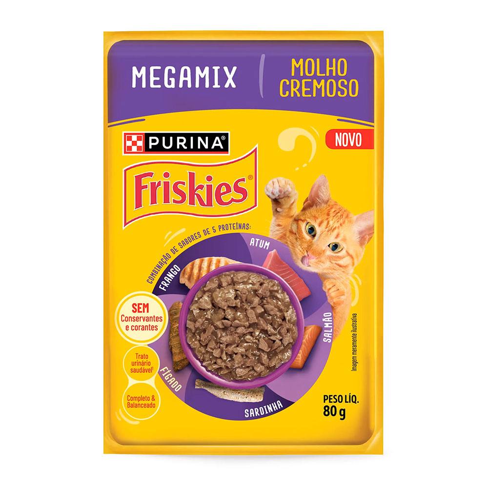 Ração Úmida Friskies Sachê Para Gatos Adultos Megamix 80g
