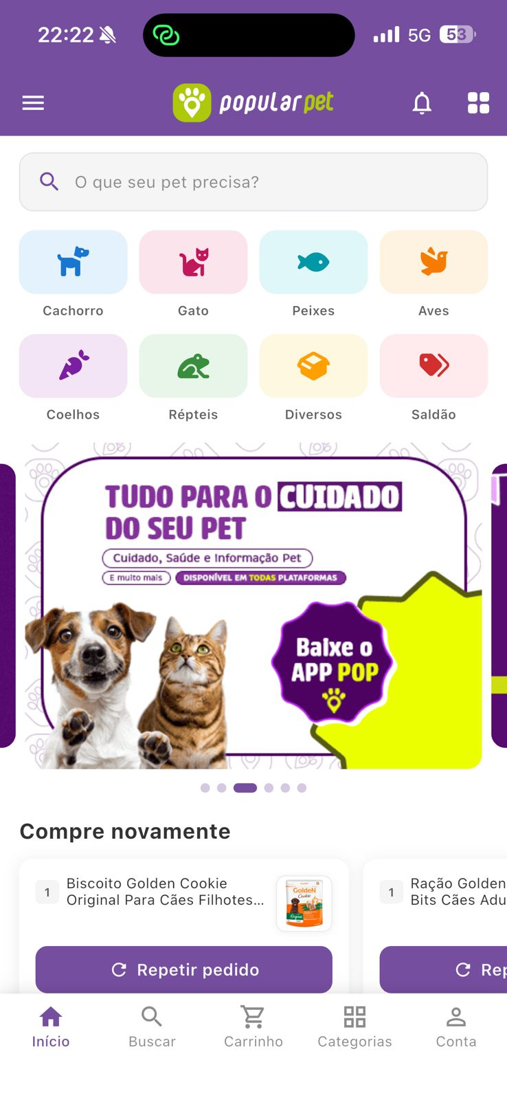 Tela do app PetDoCoração