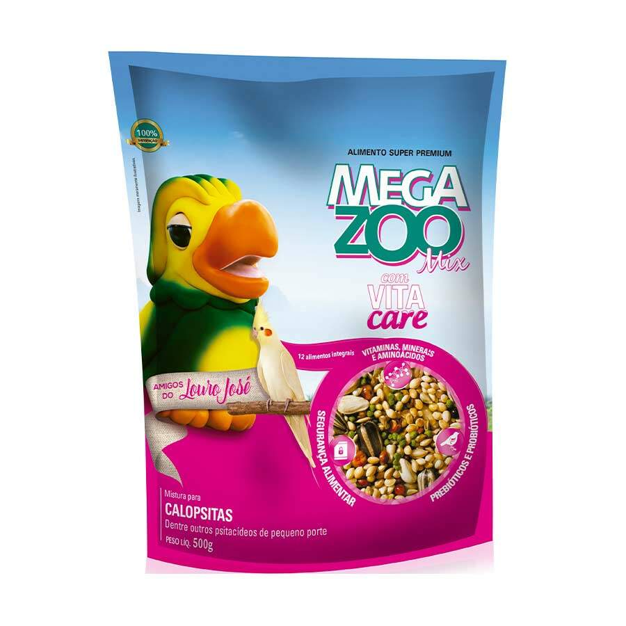 Ração Amigos Do Louro José Megazoo Para Calopsita Mix 500g