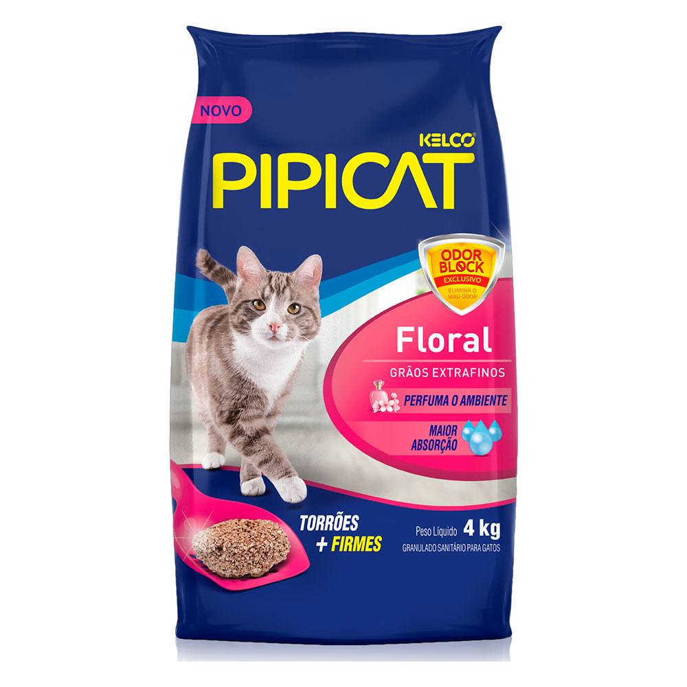 Areia Higiênica Pipicat Floral Para Gatos 4kg