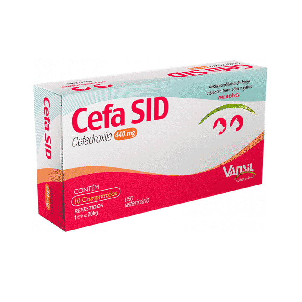 Cefa Sid 440mg Antimicrobiano Para Cães e Gatos 10 Comprimidos
