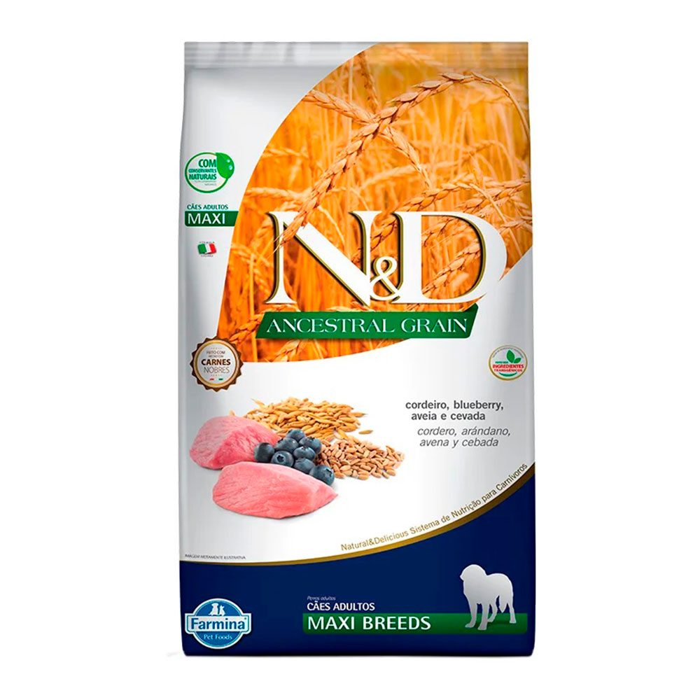 Ração Farmina N&D Ancestral Grain Para Cães Adultos Maxi Sabor Cordeiro 10,1kg
