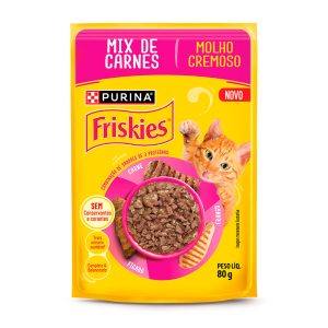 Ração Úmida Friskies Sachê Para Gatos Adultos Mix de Carnes 80g
